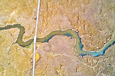 海沼泽和尼内空中观察木板路图片