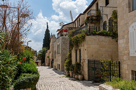 地区 Jerusalum房子历史性天空城市楼梯门廊地标旅游街道脚步图片
