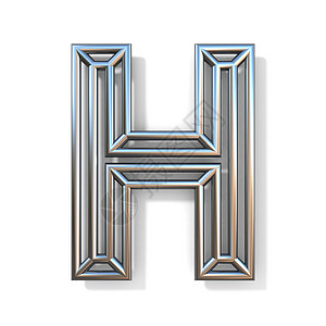 H 3D 线性大纲字体字母工业渲染元素金属白色反射创造力圆形概念设计背景图片