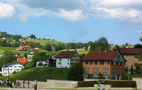 瑞士阿彭策尔绿色植物城市旅行名城房子历史性建筑学历史建筑景点背景图片