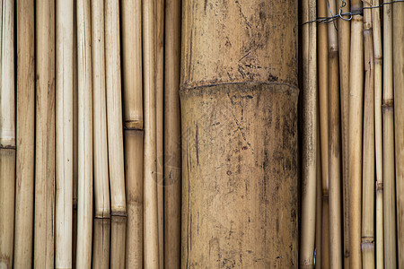 在堆栈中的竹签热带黄色木头装饰植物竹子风格材料建造棕色图片