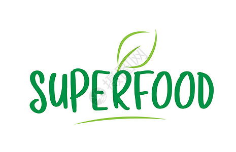 含有叶图标标志设计图纸标识设计的超级食品绿色字文本图片