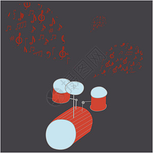 带有音符的手绘鼓图片