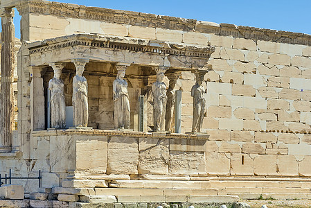 雅典 Erethheion地标考古学历史性天空女性纪念碑石头历史旅游雕塑图片