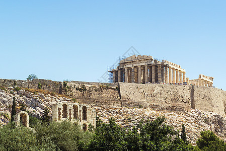 雅典大都会纪念碑考古学大理石假期柱子建筑废墟城市历史游客图片