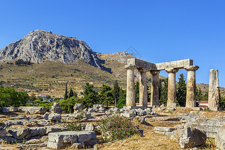 希腊古希腊科林斯的阿波罗寺庙建筑旅行建筑学柱廊文化大理石地标废墟历史性宗教图片