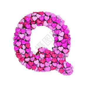 情人节字母 Q - 大写 3d 粉红心字体 - 爱 激情或婚礼概念图片