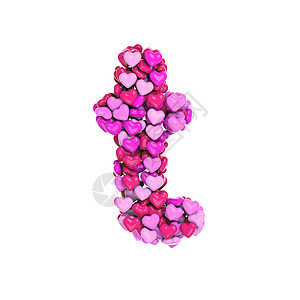 情人节字母 T-小写 3d 粉红心字体或婚礼概念图片