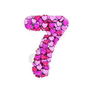 7号情人节 - 3D粉红心数 - 爱 激情或婚礼概念图片