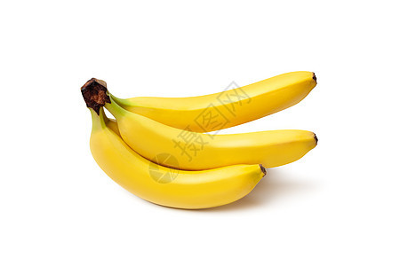 一群被白种背景孤立的香蕉皮肤热带白色小吃剪裁宏观黄色饮食小路水果图片