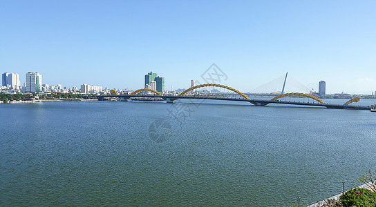 越南大南Da Nang的汉河景象天空天际反射色调蓝色雕像城市旅行地标景观图片