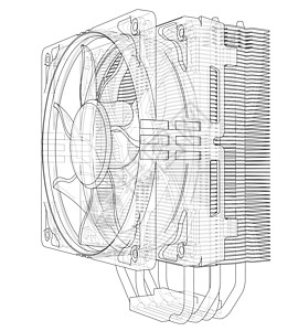 Cpu 科勒概念 韦克托草图单元电子扇子散热器金属翅膀空气蓝图冷却图片