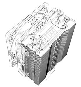 Cpu 科勒概念 韦克托蓝图金属翅膀流动电子硬件单元处理器草图技术图片