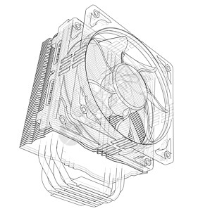 Cpu 科勒概念 韦克托技术处理器散热器径向蓝图冷却剂冷却流动单元翅膀图片