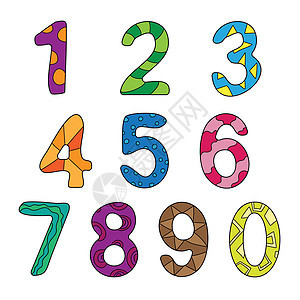 矢量卡通儿童数字 一组颜色数字背景图片