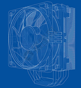 Cpu 科勒概念 韦克托处理器单元翅膀金属旋转径向草图冷却剂散热器扇子图片