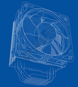 Cpu 科勒概念 韦克托温度散热器金属空气流动扇子旋转冷却草图单元图片