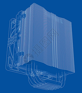 Cpu 科勒概念 韦克托温度扇子翅膀金属电子草图处理器冷却剂空气蓝图图片