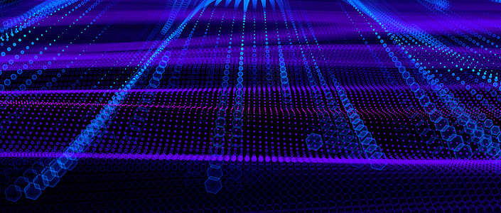 抽象大数据未来派光壁纸背景设计 具有结构网格和圆圈的科学暗模式 现代商业空间点图与散景  3D仁德蓝色派对推介会墙纸科幻插图多边图片