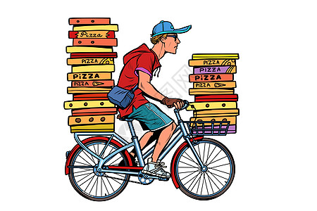 骑自行车送披萨图片