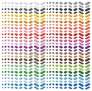 儿童积木玩具简单的彩色积木隔离在白色背景上 色谱大包砖 所有积木尺寸图片