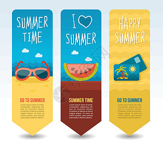 旅行和度假矢量横幅海浪天空邮政假期海滩太阳镜眼镜棕榈卡片食物图片