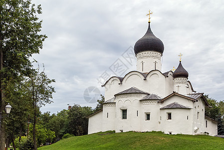 普斯科夫山上的Basil教堂天炉寺庙历史旅游城市建筑文化地标天空旅行图片
