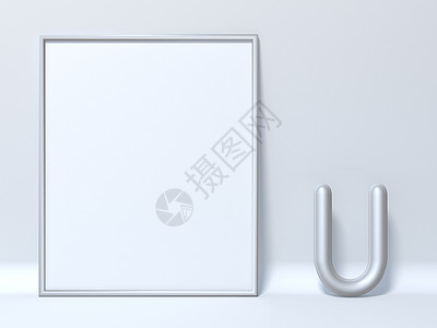 Mock up 图片框架 U 3D 字母图片