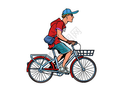 骑城市自行车的少年人图片