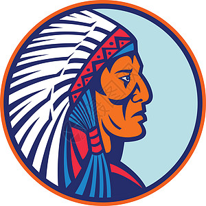 Cheyenne 首席负责人 Masco学校领导者头饰团队品牌羽毛原住民插图艺术品战帽图片