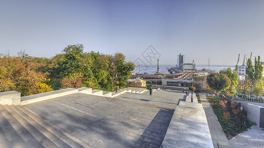 秋天在敖德萨的入口建筑学城市旅行公爵树木景观纪念碑公园全景图片