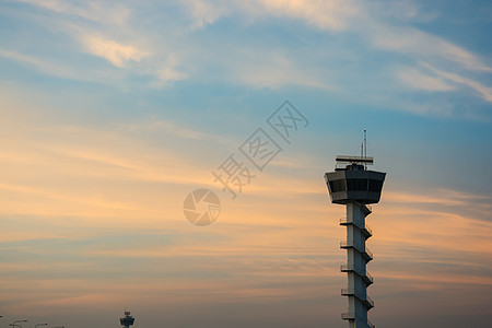 空中交通管制塔塔商业命令飞机场建筑雷达方法蓝色控制器旅行航班图片