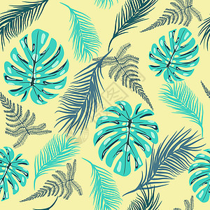 古代风格中的热带树叶模式图片
