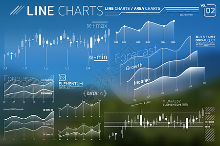 折线图和面积图信息图表元素报告销售推介会界面网站柱子生长数据圆圈互联网图片
