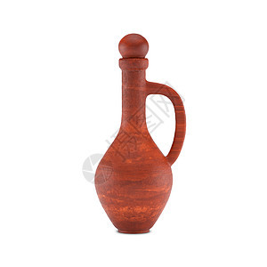 带把手的葡萄酒陶罐3D 插图陶瓷手工真实感古董投手牛奶花瓶水壶陶器用具背景图片
