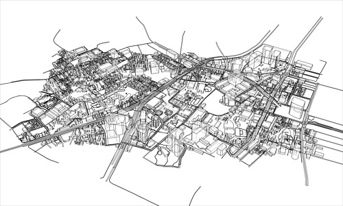 概述城市概念 线框样式场景建筑街道城市白色鸟瞰图绘画市中心房子建筑学图片