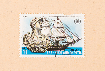 1983年 希腊印刷的邮票显示雕像图片