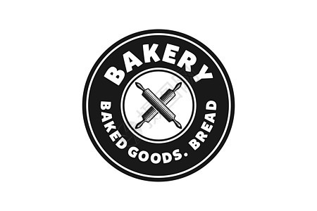 交叉擀面杖复古面包店标志设计灵感矢量图案制作图片