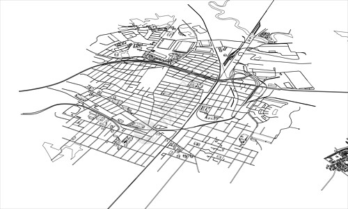 概述城市概念 线框样式大纲建筑场景房子天际白色建筑学地平线绘画鸟瞰图图片
