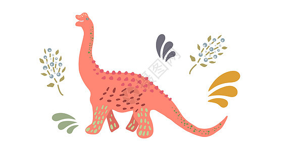 粉红布拉奇奥古龙可爱恐龙插图荒野收藏婴儿孩子们粉色力量怪物艺术剑龙卡通片图片