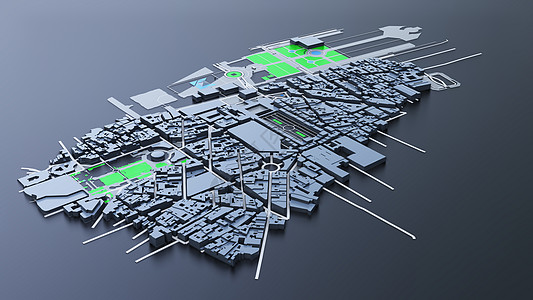 3D 未来派城市建筑街道景观商业技术全景天际科幻建筑学天空圆顶图片