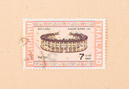 1980年 泰国印刷的邮票显示它是VA收集收藏邮资历史性古董信封爱好圆形打印背景图片
