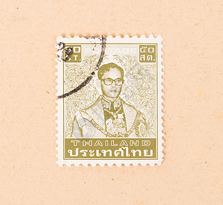 1960年 泰国印刷的印章显示亲属邮资信封国王收集收藏打印历史性古董爱好邮票背景图片