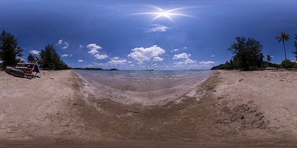 全景 VR 360 春蓬府湾支撑海滩旅行环境海岸天空风景虚拟现实太阳海洋图片