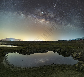 天空中的星星在夜晚反射着光芒 银河系a风暴森林天文学全景星云天文宇宙夜空蓝色太阳图片