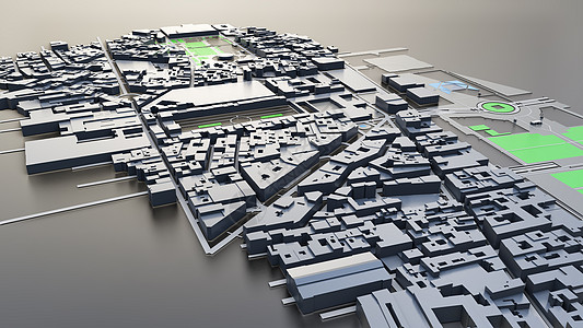 3D 未来派城市建筑市中心天空科幻景观办公楼商业外星人高楼圆顶全景图片