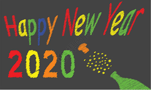 2020年新年快乐粉笔董事会艺术品发明派对庆典新年尘土粉笔画艺术辉光创造性图片