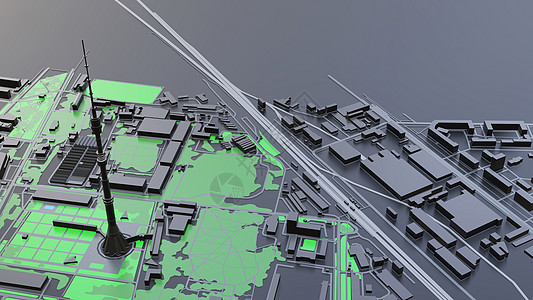 3D 未来派城市建筑建筑学摩天大楼技术市中心全景金融科幻渲染景观公寓图片