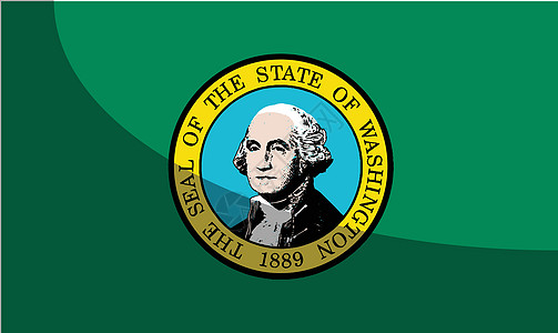 带有阴影的华盛顿州旗帜鲥鱼艺术插图海豹绘画艺术品图片