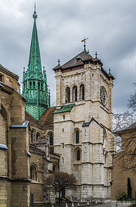 圣皮埃尔大教堂 日内瓦 斯威兹兰绿色艺术石头建筑历史教会宗教大教堂尖塔地标图片